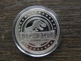 Jurassic Park 25th Anniversary Coin Silver Plated Velociraptor dinosaur fossil 5