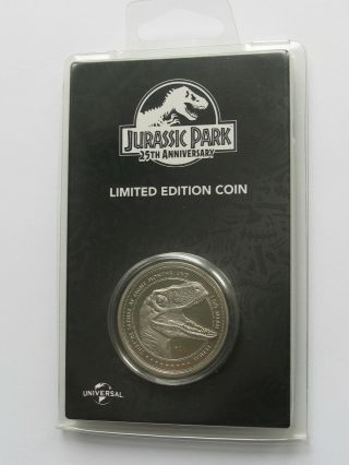 Jurassic Park 25th Anniversary Coin Silver Plated Velociraptor dinosaur fossil 6