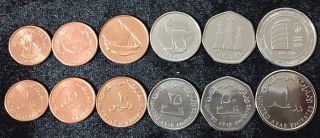 Uae Set 6 Coins 1 5 10 25 50 Fils 1 Dirham 2005 - 2017 Unc