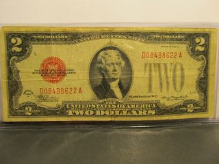 1928 - D $2 Two Dollar Bill Red Seal Note Average Circulated