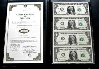 2009 World Reserve Monetary Exchange Uncut Sheet Of 4 $1 Federal Reverse Note