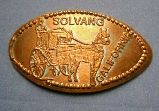 Solvang Elongated Penny California Usa Cent Horse Drawn Carriage Souvenir Coin