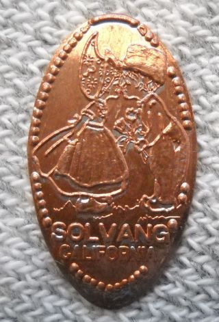 Solvang Elongated Penny California Usa Cent Dutch Boy & Girl Kiss Souvenir Coin