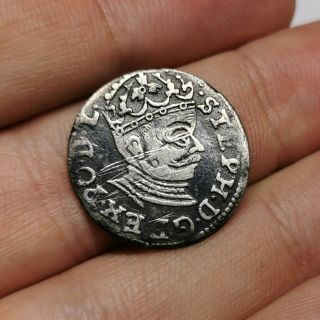 Scarce Staphan Bathory 1576 - 1586 (riga) Silver 3 Grossus Coin 1582