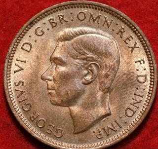 Uncirculated Red 1942 Great Britain 1/2 Penny Foreign Coin