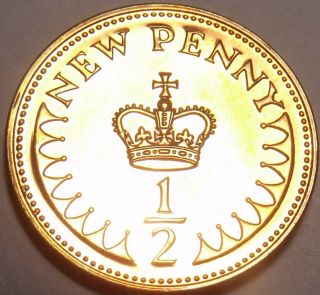 Great Britain Half Penny Proof,  1971 1st Year Ever Minted