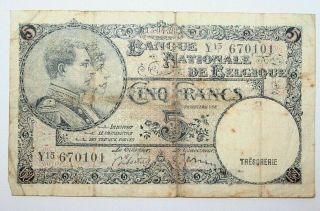 1938 Belgium 5 Francs Banknote P 108 670101