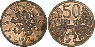 Czechoslovakia: 50 Haleru Bronze 1947 Unc -