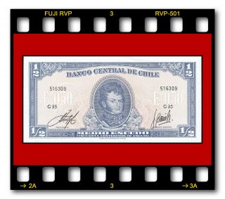 Chile P - 134aa Medio 1/2 Escudo 1962 Banknote