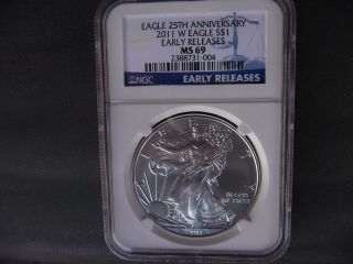 2011 W Burnished Silver American Eagle Ngc Ms 69 Early Releases