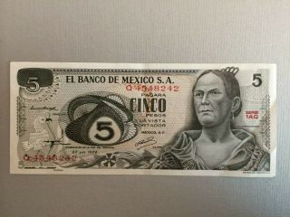 5 Peso Mexico Banknote 1972 Cir Corregidora Serie 1aq Banco De Mexico