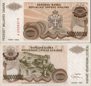 Croatia - Krajina 50 Billion Dinara 1993 (a466)