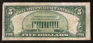 $5 1934 FIVE DOLLAR Bill Blue Seal SILVER Certificate $2 BILL UNC W - 136 3