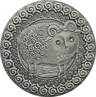 Belarus 2009 20 Rubles Zodiac Signs - Aries 28.  28g Silver Coin With Zircons