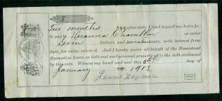 1903 Virginia Sic Semper Tyrannis " Homestead Exemption " Promissory Note