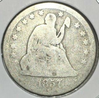 1857 P Seated Liberty Silver Quarter