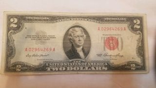 ✯ 1953 Or 1963 Two Dollar Note Red Seal ✯$2 Bill ✯us Currency✯old Money✯