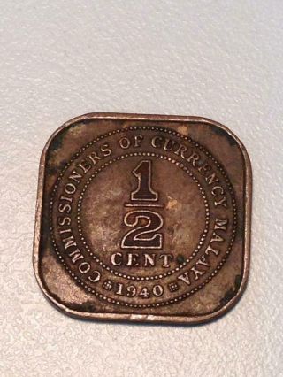 Malaya 1/2 Cent 1941 Coin