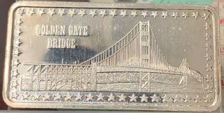 Golden Gate Bridge Wonders Of America 1 Ozt.  999 Silver Art Bar Hamilton