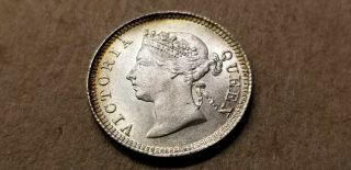 1901 Silver Hong Kong 5 Cents KM 5 CHOICE/GEM BU 2