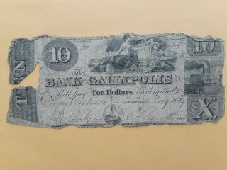 1839 Bank Of Gallipolis Ohio $10 Dollars Obsolete Banknote Ohio