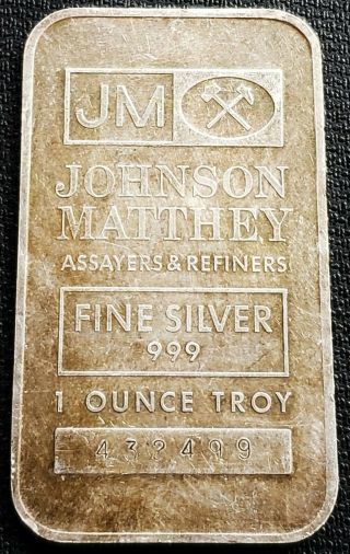 Johnson Matthey 1 Troy Oz Pure Silver Bar