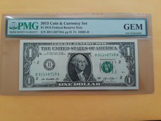 Pmg 2015 Coin & Currency Set 2013 Frn York Dollar Bill $1 Gem Uncir