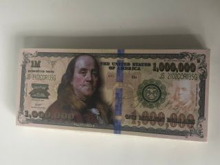 100 Franklin Million Dollar Fake Play Funny Money Bill Gospel Tract 1,  000,  000