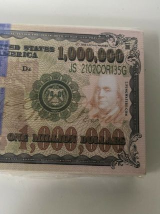100 Franklin Million Dollar Fake Play Funny Money Bill Gospel Tract 1,  000,  000 2