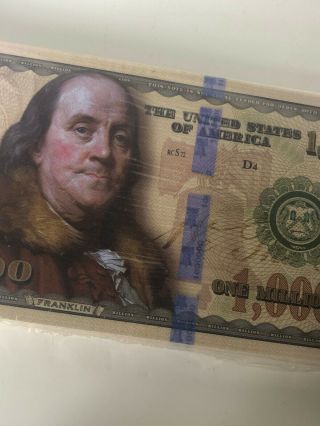 100 Franklin Million Dollar Fake Play Funny Money Bill Gospel Tract 1,  000,  000 3