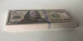 100 Franklin Million Dollar Fake Play Funny Money Bill Gospel Tract 1,  000,  000 5