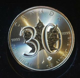 2018 Maple Leaf 30th Anniversary Privy Mark 1 Oz Pure.  9999 Silver Canada