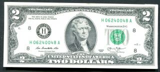 C4 Three Consecutive Numbered $2 Dollar Bills FRN St Louis H Series Crisp Notes 3