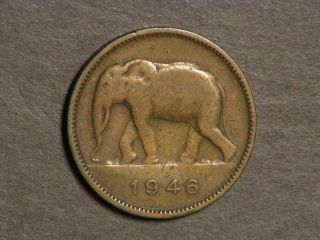 Belgian Congo 1946 2 Francs Elephant Vf