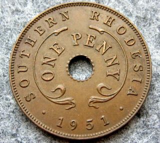 Southern Rhodesia George Vi 1951 Penny,  Bronze