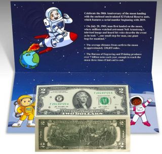 2019 Bep $2 Note Rocketship Celebrating 50th Year Of The 1969 Moon Landing (1/5)