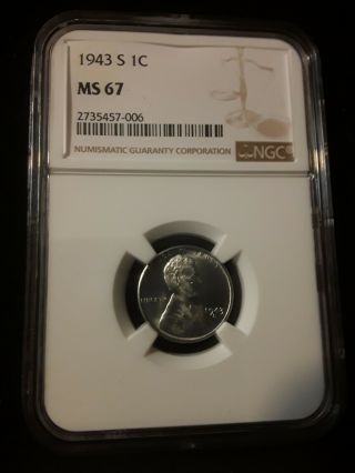 1943s Steel Penny Ngc Ms67 From Obw