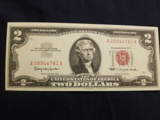 Currency Note 1963 2 Dollar Bill Red Seal Note Paper Money Uncirculated