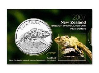 Zealand - 2007 - Uncirculated 5 Dollars Coin - Tautara Lizard