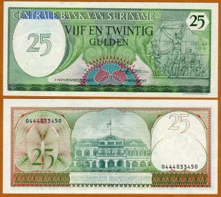 Suriname / Surinam,  25 Gulden,  1985,  Pick 127 (127b),  Unc