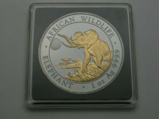 Somalia 100 Shillings 2016 - Gold Plated Silver - Elephant - Encased