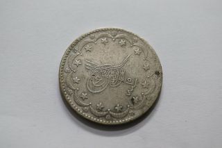 Turkey Ottoman 20 Kurush Ah1277 Year 15 Silver B11 Rz9383