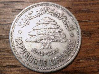 1952 Lebanon 50 Silver Piastres Xf