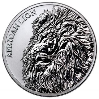 2018 Republic Of Chad African Lion 1 Oz Silver Fr5,  000 Coin Bu Sku51641