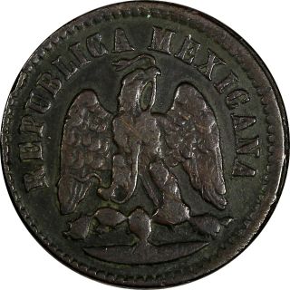 Mexico SECOND REPUBLIC 1876 Ga 1 Centavo Mintage - 303,  000 Guadalajara KM 391.  3 3