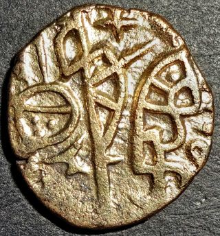SULTANS OF SIND - NASIR AL - DIN QUBACHA - RARE 1 JITAL (1206 - 1228) BILLON SLT6 2
