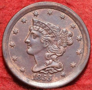 1855 Philadelphia Copper Braided Hair Half Cent