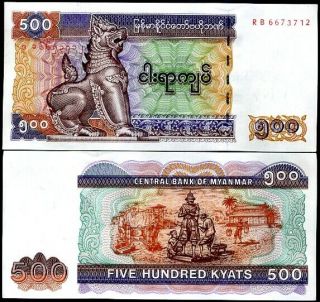Burma Myanmar 500 Kyats 2004 P 79 Unc