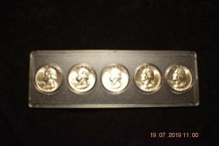 Set Of (5) 1954 - S Washington Quarters Silver " Uncirculated ".  1395 - 101