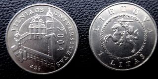 Lithuania 1 Litas 2004 / 425 Years Of Vilnius Unisersity Rare Coin Circilated